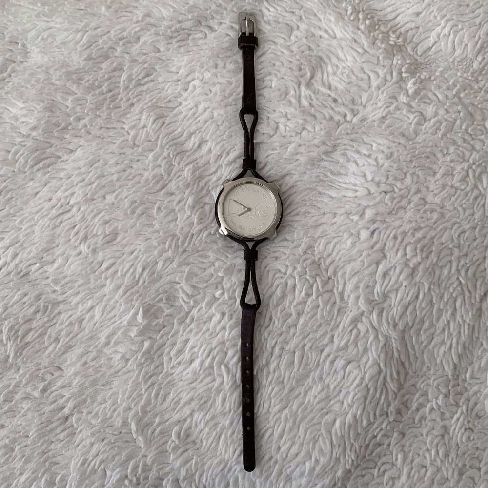 Dolce & Gabbana Time Brown Leather Strap Champagne Dial Ladies Watch MK2211